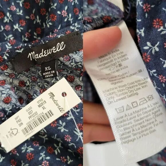 Madewell Tie-Back Peplum Top in Campden Daisies XL NWT $88 - Picture 9 of 9
